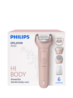 Philips Series 9000 BRE718/00 Cordless Wet & Dry Epilator with ProGuide Technology, Peach, Peach