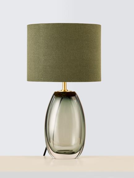 John Lewis Cavely Glass Table Lamp, Smoked Green, Green