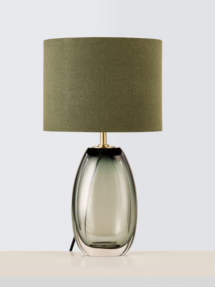 John Lewis Cavely Glass Table Lamp, Smoked Green - view 2, Green
