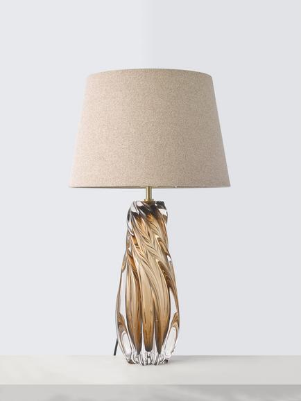 John Lewis Sorell Glass Base Table Lamp, Amber - view 2, Brown Glass