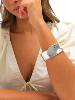 Jon Richard Large Curve Cuff - view 2, Silver