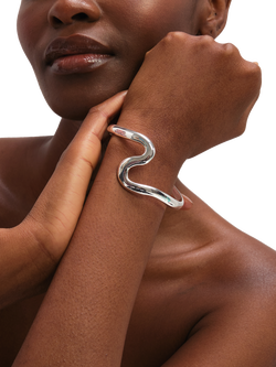 Jon Richard Polished Swirl Bangle - view 2, Silver