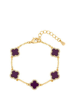 Jon Richard Purple Clover Station Bracelet, Gold, Gold