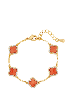 Jon Richard Clover Bracelet, Coral/Gold