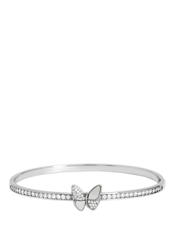 Jon Richard Pave and Mother of Pearl Butterfly Bangle, Silver, Silver