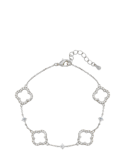 Jon Richard Pave and Crystal Open Clover Bracelet, Silver