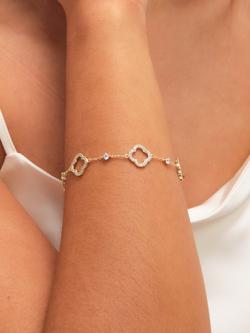 Jon Richard Pave and Crystal Open Clover Bracelet - view 2, Gold