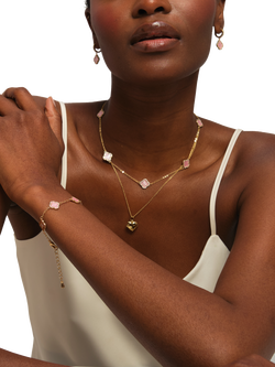 Jon Richard Station Clover Necklace - view 2, Pink/Gold