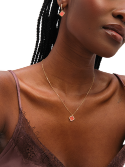 Jon Richard Coral Clover Pendant Necklace, Gold - view 2, Gold