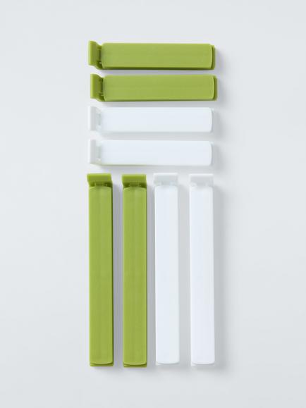 John Lewis Food Bag Seal Clips, Pack of 8, Green/White, Green And White