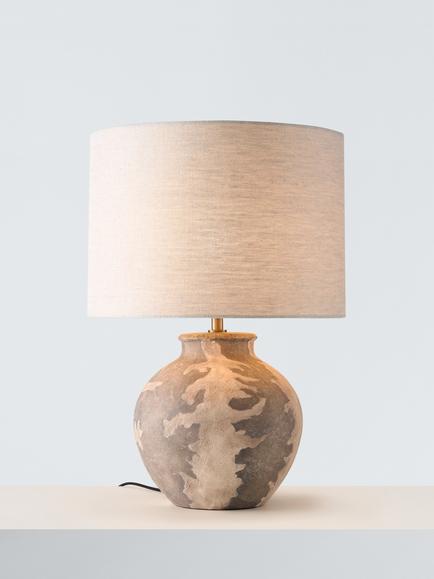 John Lewis Ives Terracotta Lamp Base, Cream/Grey - view 2, Stoneware