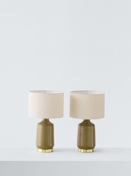 John Lewis Annie Ceramic Table Lamp, Set of 2, Bronze Green - view 2, Bronze Green