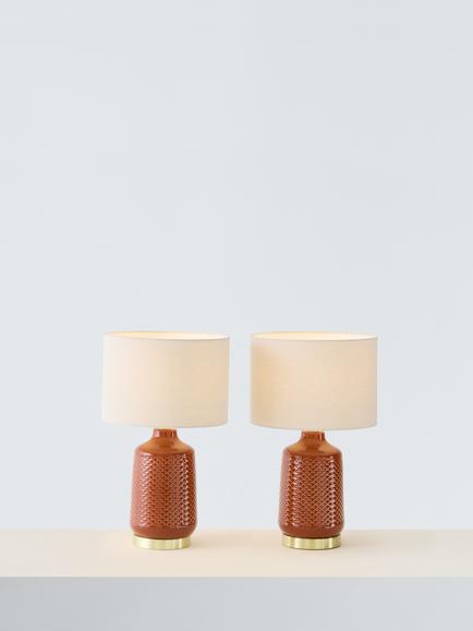 John Lewis Annie Ceramic Table Lamp, Set of 2, Sienna, Sienna