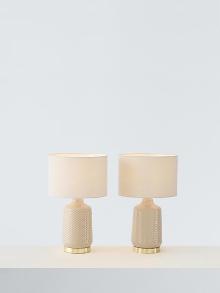 John Lewis Annie Ceramic Table Lamp, Set of 2, Warm Sand, Warm Sand