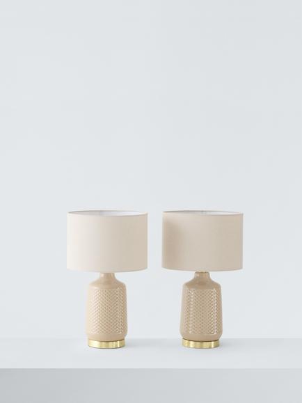 John Lewis Annie Ceramic Table Lamp, Set of 2, Warm Sand - view 2, Warm Sand