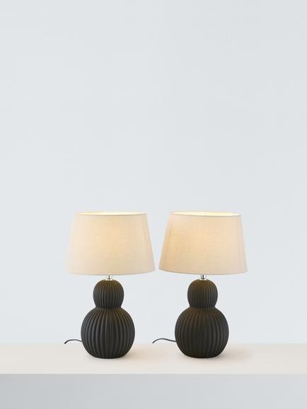 John Lewis Urchin Ceramic Table Lamp, Set of 2, Black, Black