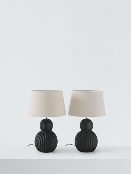 John Lewis Urchin Ceramic Table Lamp, Set of 2, Black - view 2, Black