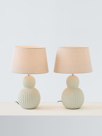 John Lewis Urchin Ceramic Table Lamp, Set of 2, Natural, Natural