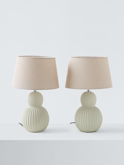 John Lewis Urchin Ceramic Table Lamp, Set of 2, Natural - view 2, Natural