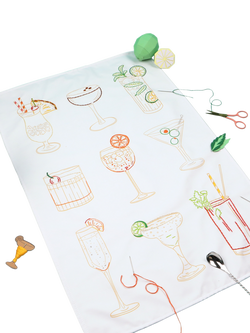 Chasing Threads Cocktails Teatowel Embroidery Kit, Multi