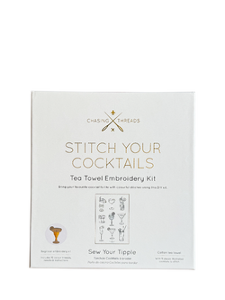 Chasing Threads Cocktails Teatowel Embroidery Kit - view 2, Multi