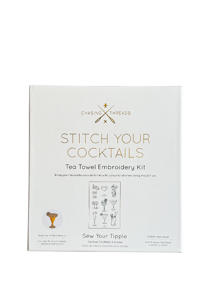 Chasing Threads Cocktails Teatowel Embroidery Kit - view 2, Multi