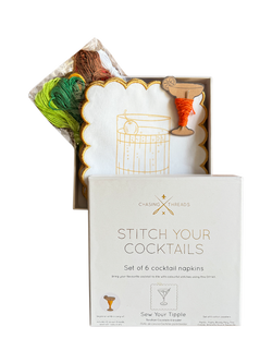 Chasing Threads Cocktail Napkins Embroidery Kit, Set of 6, Multi