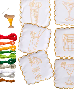 Chasing Threads Cocktail Napkins Embroidery Kit, Set of 6 - view 2, Multi