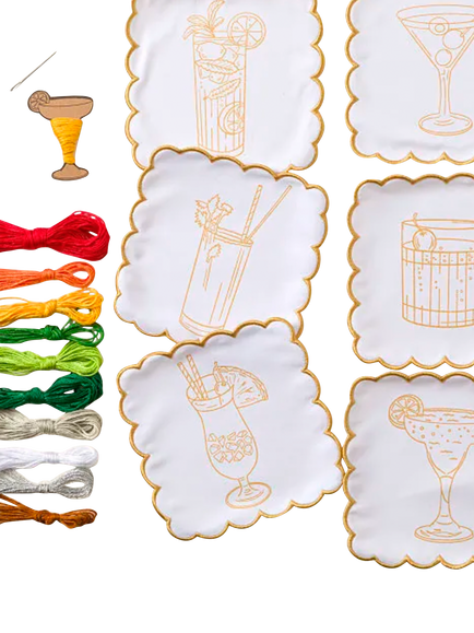Chasing Threads Cocktail Napkins Embroidery Kit, Set of 6 - view 2, Multi