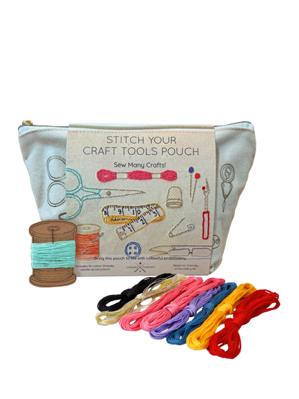 Chasing Threads Craft Tools Zipped Pouch Embroidery Kit, Multi