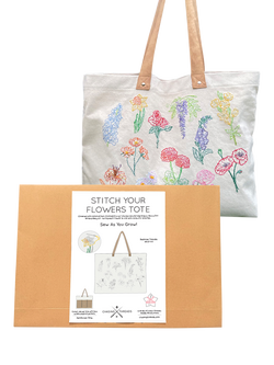 Chasing Threads FlowersTote Bag Embroidery Kit, Multi