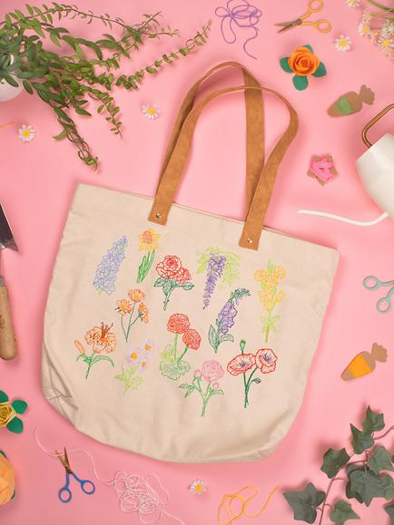 Chasing Threads Flowers Tote Bag Embroidery Kit - view 2, Multi