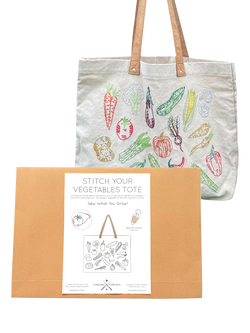 Chasing Threads Veggies Tote Bag Embroidery Kit, Multi