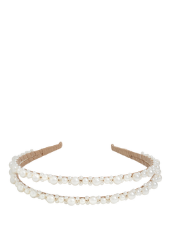 Jon Richard Pearl Double Row Headband, Cream, Cream