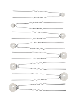 Jon Richard Pearl Hair Pins, Pack of 8, White, White