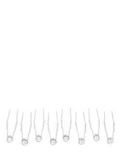 Jon Richard Crystal Pins, Pack of 8, Silver, Silver