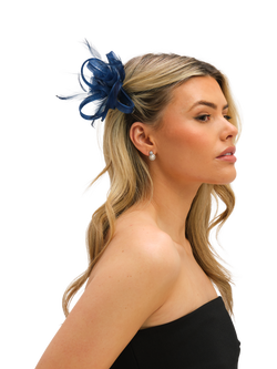 Jon Richard Small Clip Fascinator, Navy - view 2, Navy