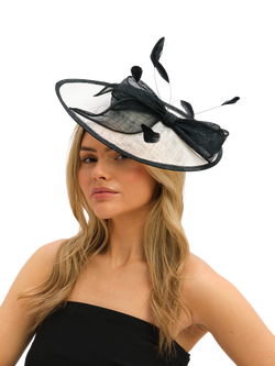Jon Richard Mono Large Bow Hat Fascinator, Black - view 2, Black