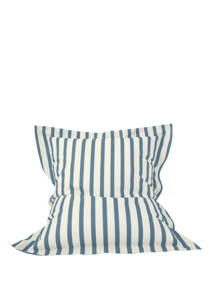 rucomfy Indoor/Outdoor Striped Giant Square Bean Chair, Light Blue
