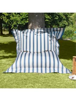 rucomfy Indoor/Outdoor Striped Giant Square Bean Chair - view 2, Light Blue