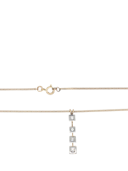 Pre-loved 9ct Yellow and White Gold 4-Stone Diamond Drop Pendant Necklace - view 2, Yellow White Gold