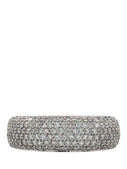 Pre-loved 18ct White Gold Pave Set Diamond Band Ring, O, White Gold