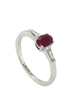 Pre-loved 18ct White Gold Oval Ruby and Diamond Ring - view 2, White Gold