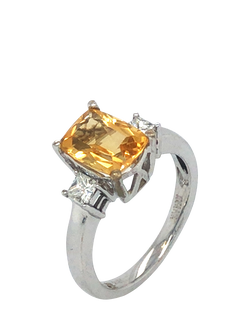 Pre-loved 18ct White Gold Citrine and Diamond Ring, O - view 2, White Gold