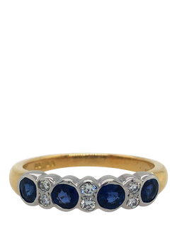 Pre-loved 18ct Yellow and White Gold Sapphire Diamond Ring, Dated London 1999, L 1/2, Yellow White Gold
