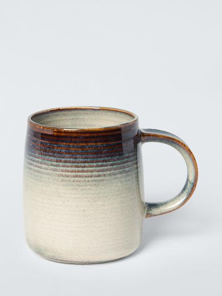 John Lewis Dipped Reactive Glaze Stoneware Mug, 350ml, Natural, Natural