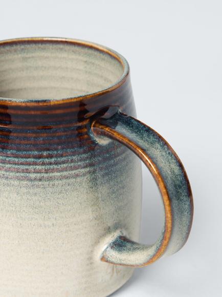 John Lewis Dipped Reactive Glaze Stoneware Mug, 350ml, Natural - view 2, Natural