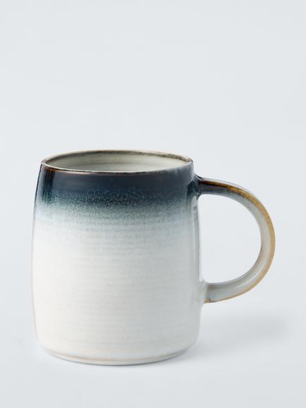 John Lewis Dipped Reactive Glaze Stoneware Mug, 350ml, Grey, Natural