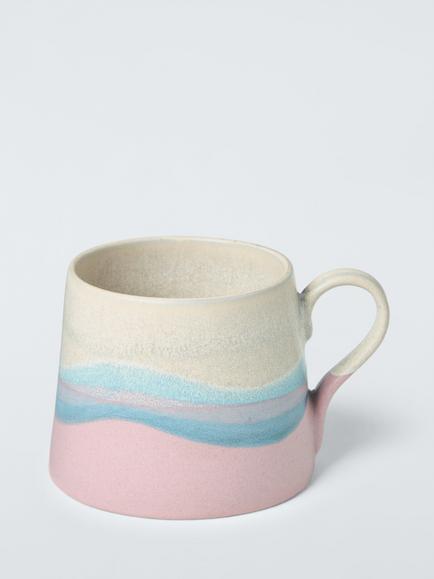 John Lewis Horizon Reactive Glaze Stoneware Mug, 350ml, Pink, Multi
