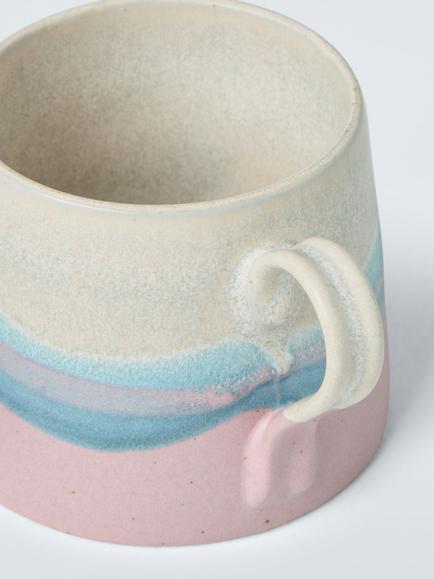 John Lewis Horizon Reactive Glaze Stoneware Mug, 350ml, Pink - view 2, Multi